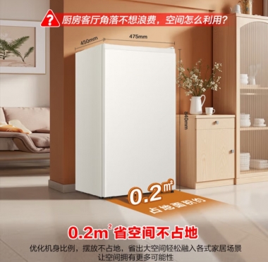 容声单门95升迷你小型美妆立式柜冷藏微冷冻一级能效节能家用小冰箱 BC-95D12 假日白 95L